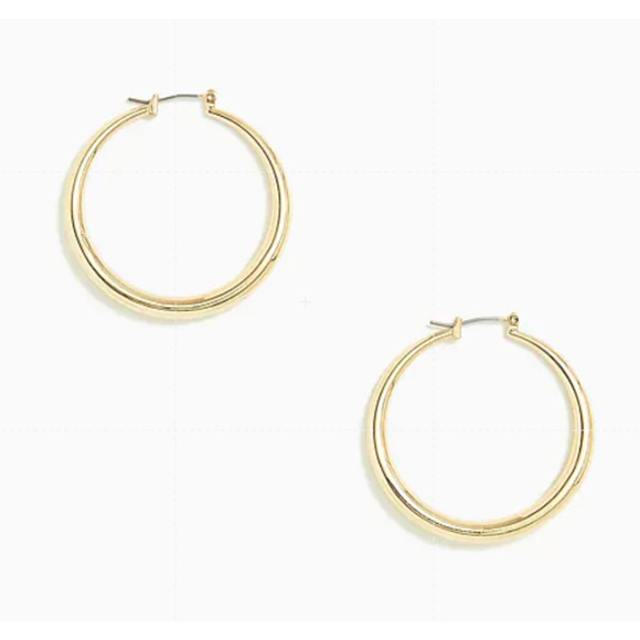 NWT J. Crew Silver Thick 1 1/2" Hoop Earrings - Picture 6 of 6